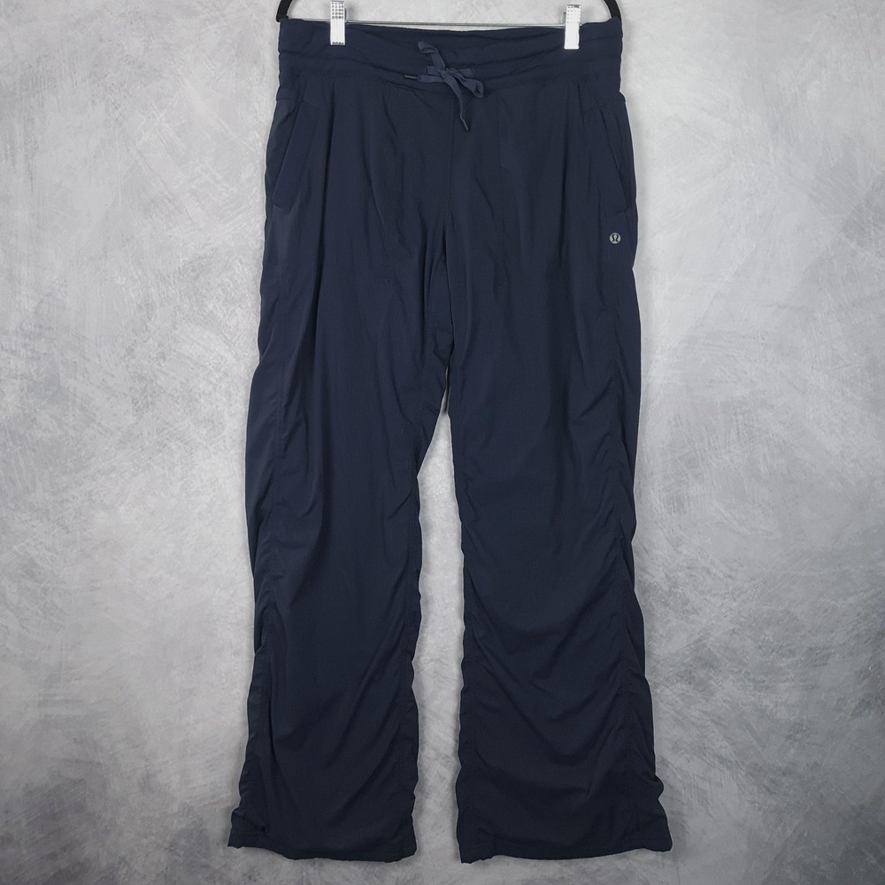 Lululemon Pants Womens 10 Blue Dance Studio Lined Track Drawstring Ruched Leg